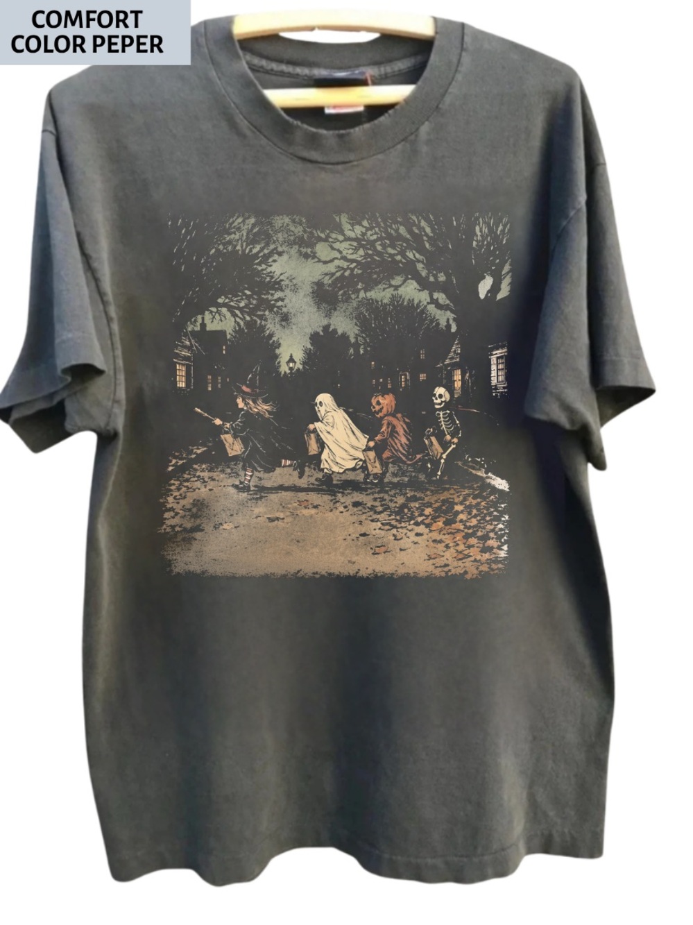 Comfort Colors Pepper Black Halloween Trick-or-Treat Graphic Tee